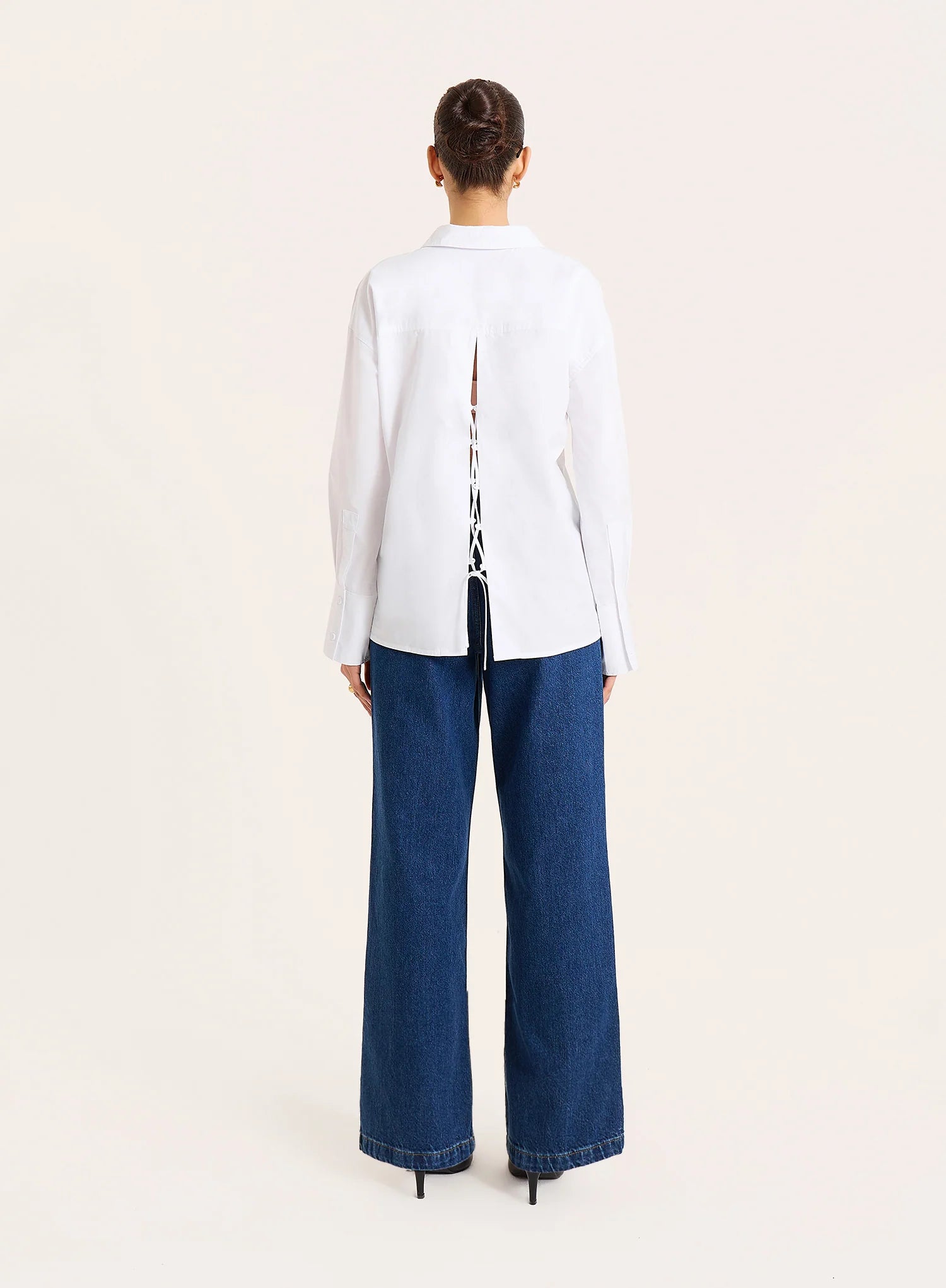White Cotton Tie Back Detail Shirt