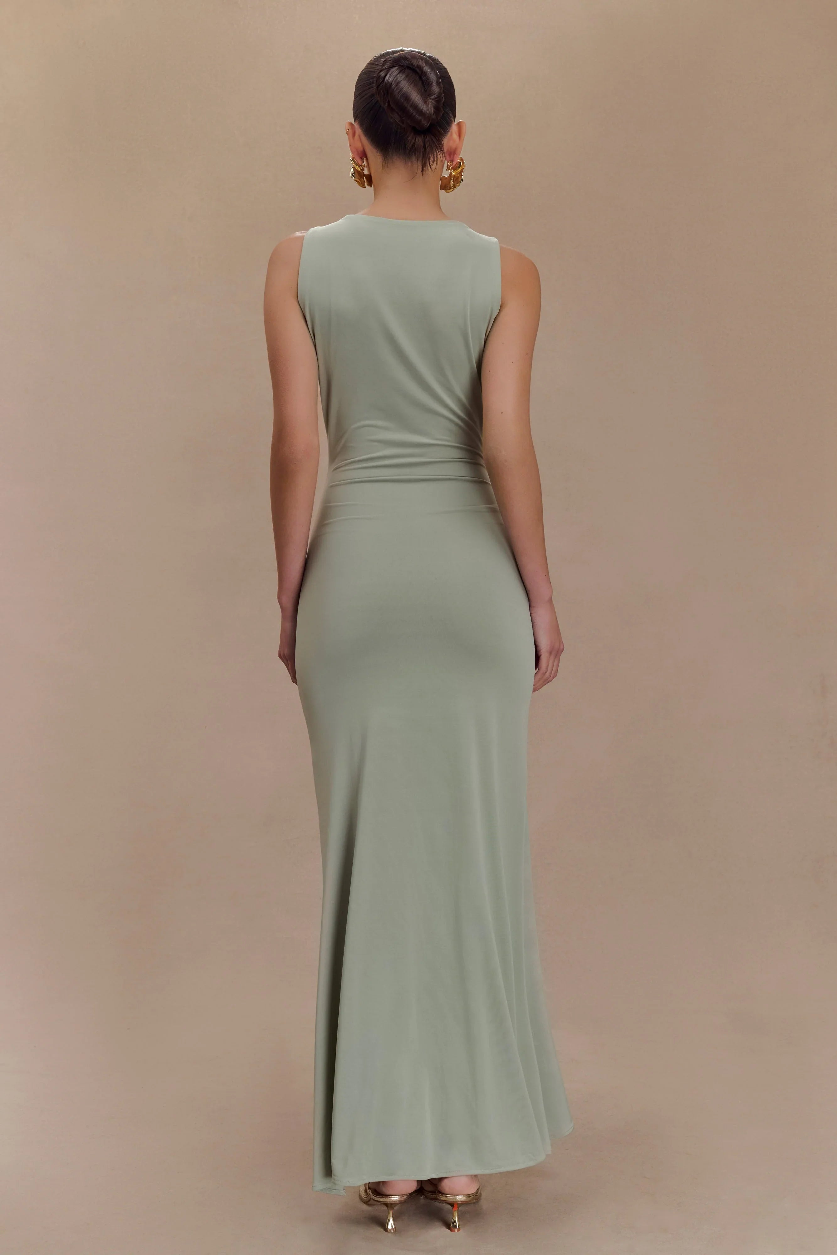 Beck Plunge Maxi Dress With Floral Hardware Basil