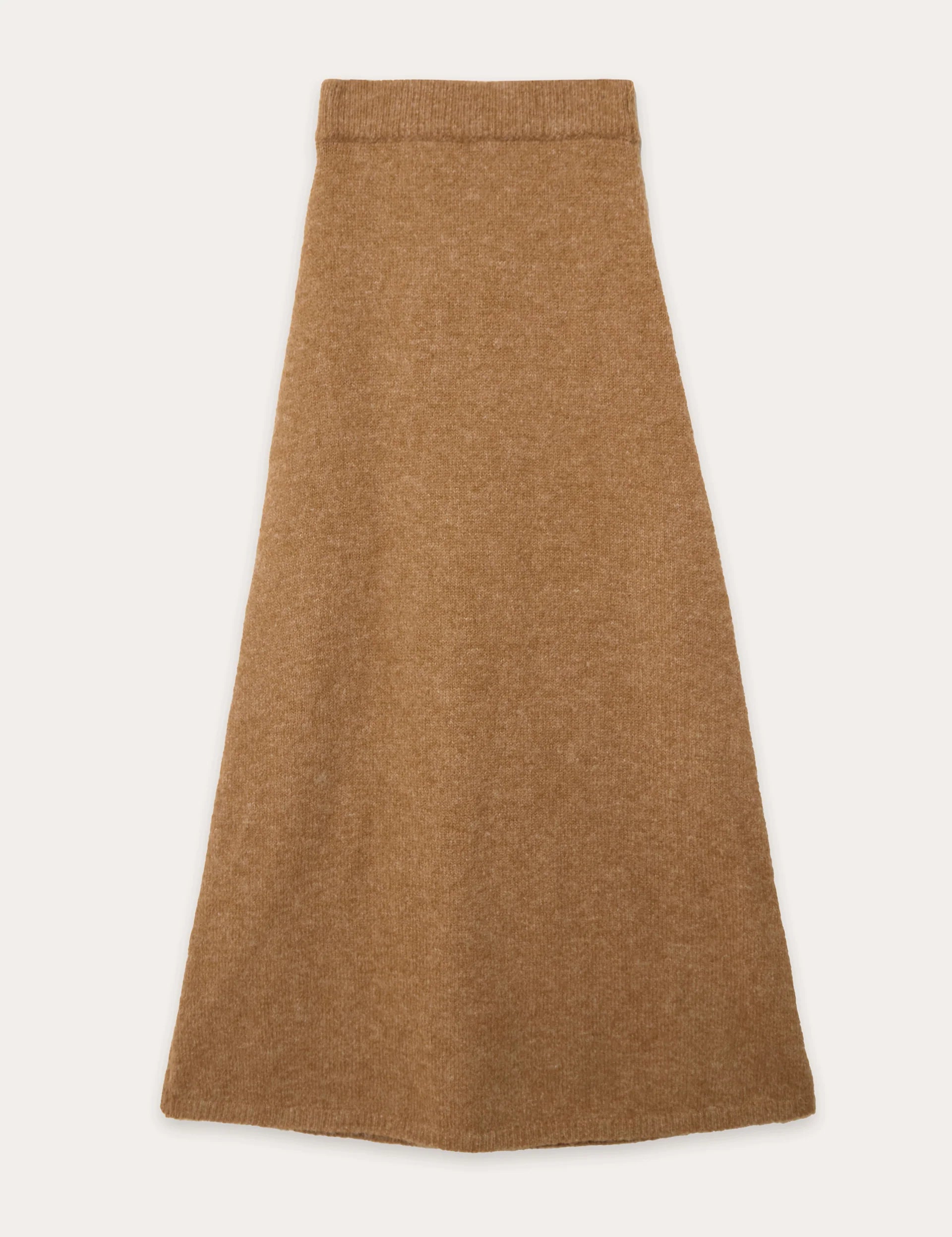 Camel Knitted A Line Maxi Skirt