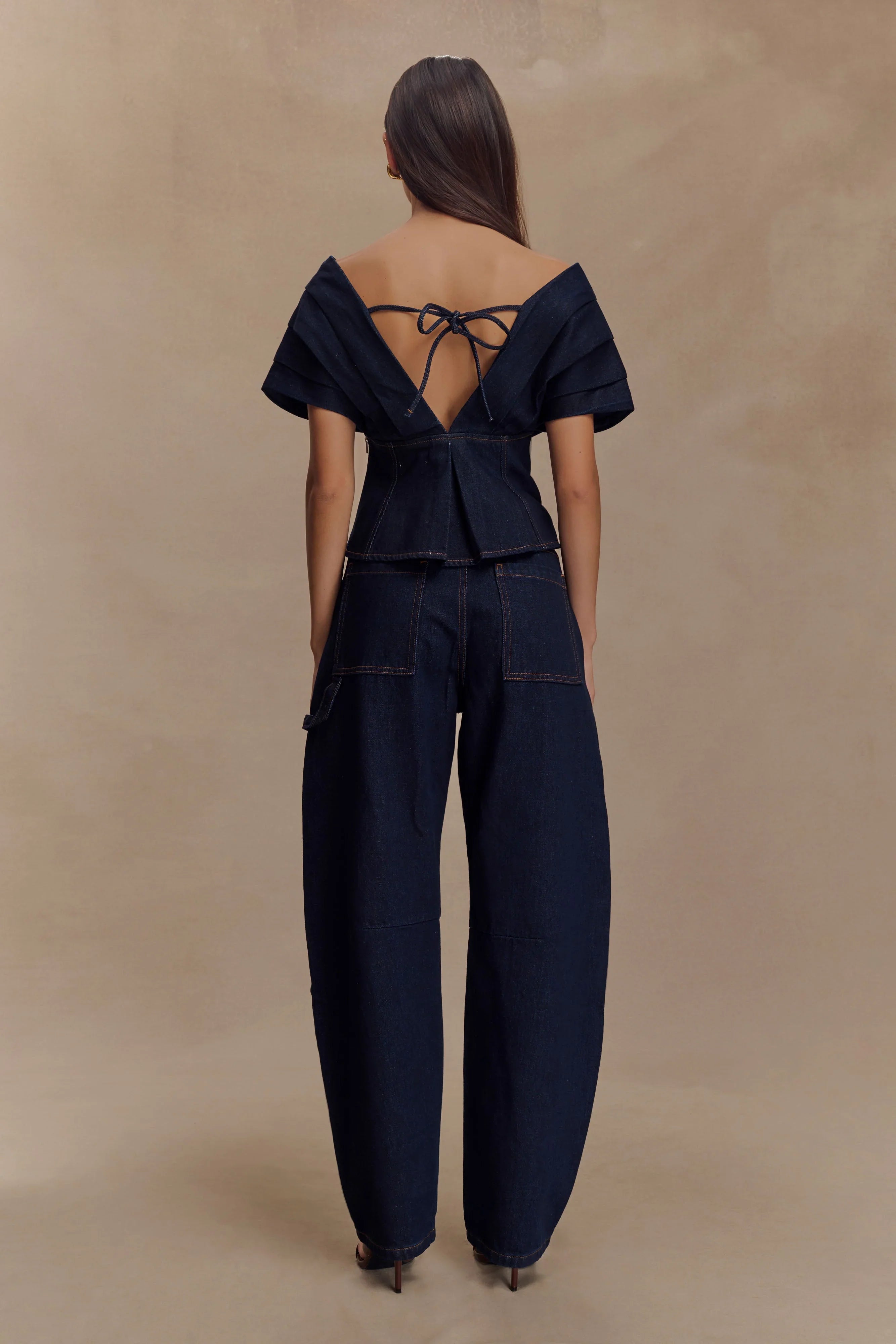 Rayne Off Shoulder Denim Top Indigo Blue