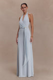 Veda Slinky Halter Maxi Dress Pale Blue