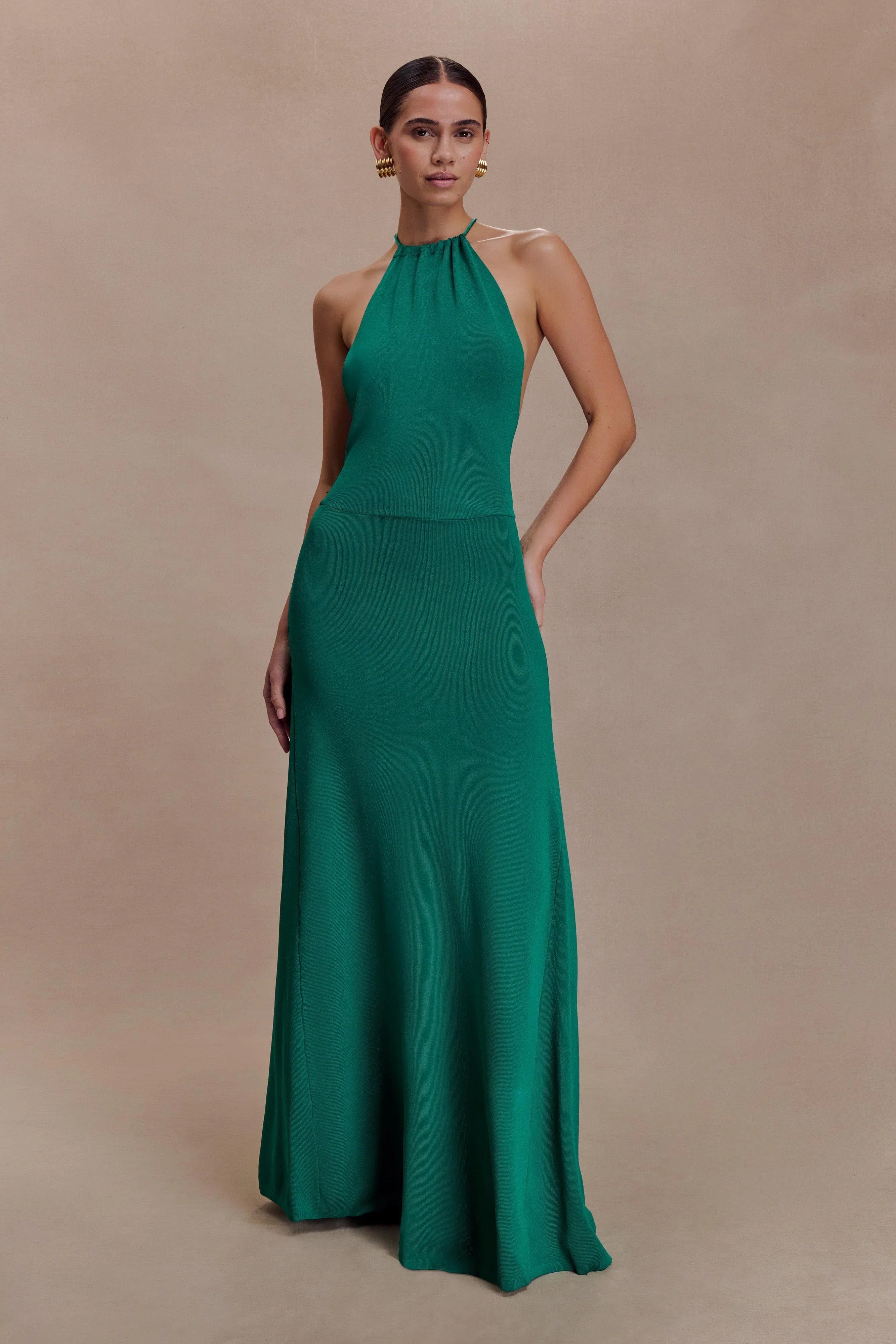 Meg Halter Tassel Maxi Dress Emerald