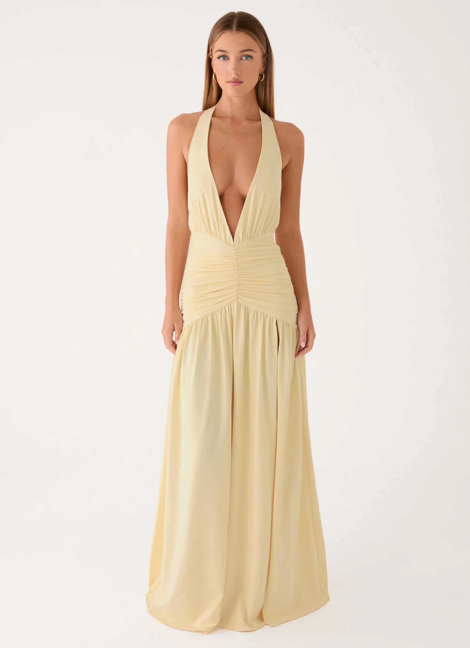Makena Halter Maxi Dress Yellow
