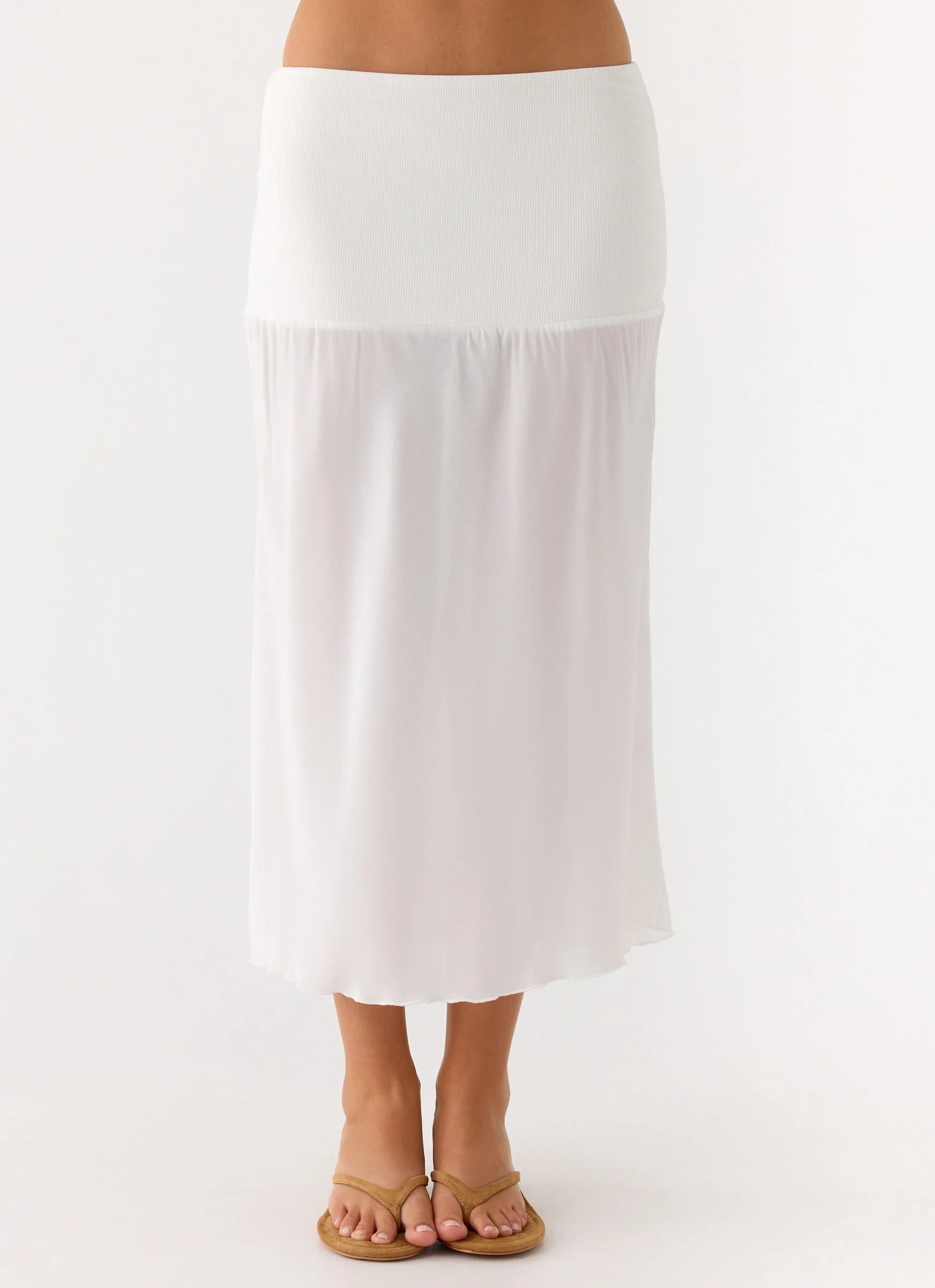 Connect My Heart Midi Skirt White