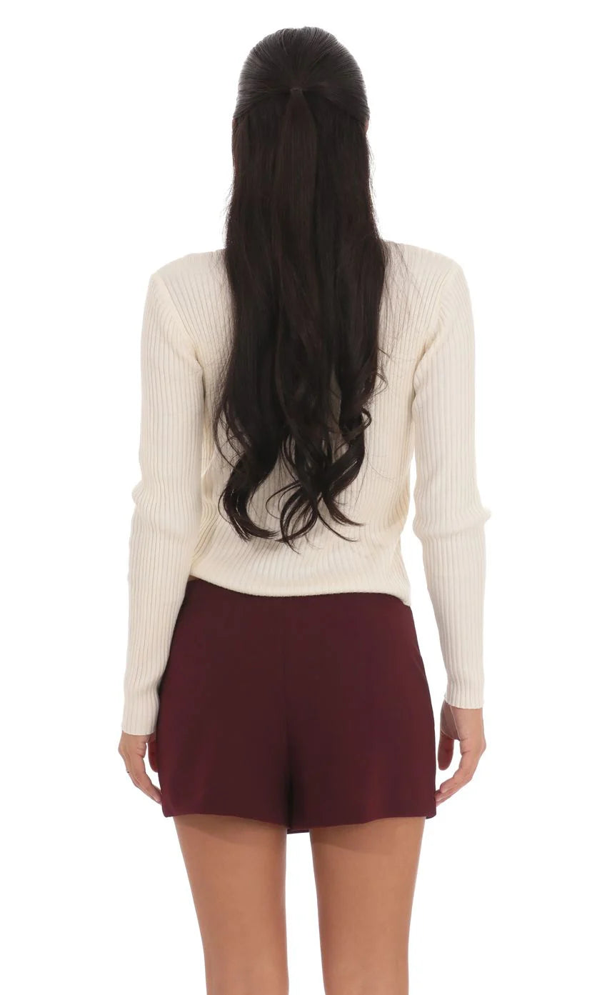 Overlap Skort in Burgundy