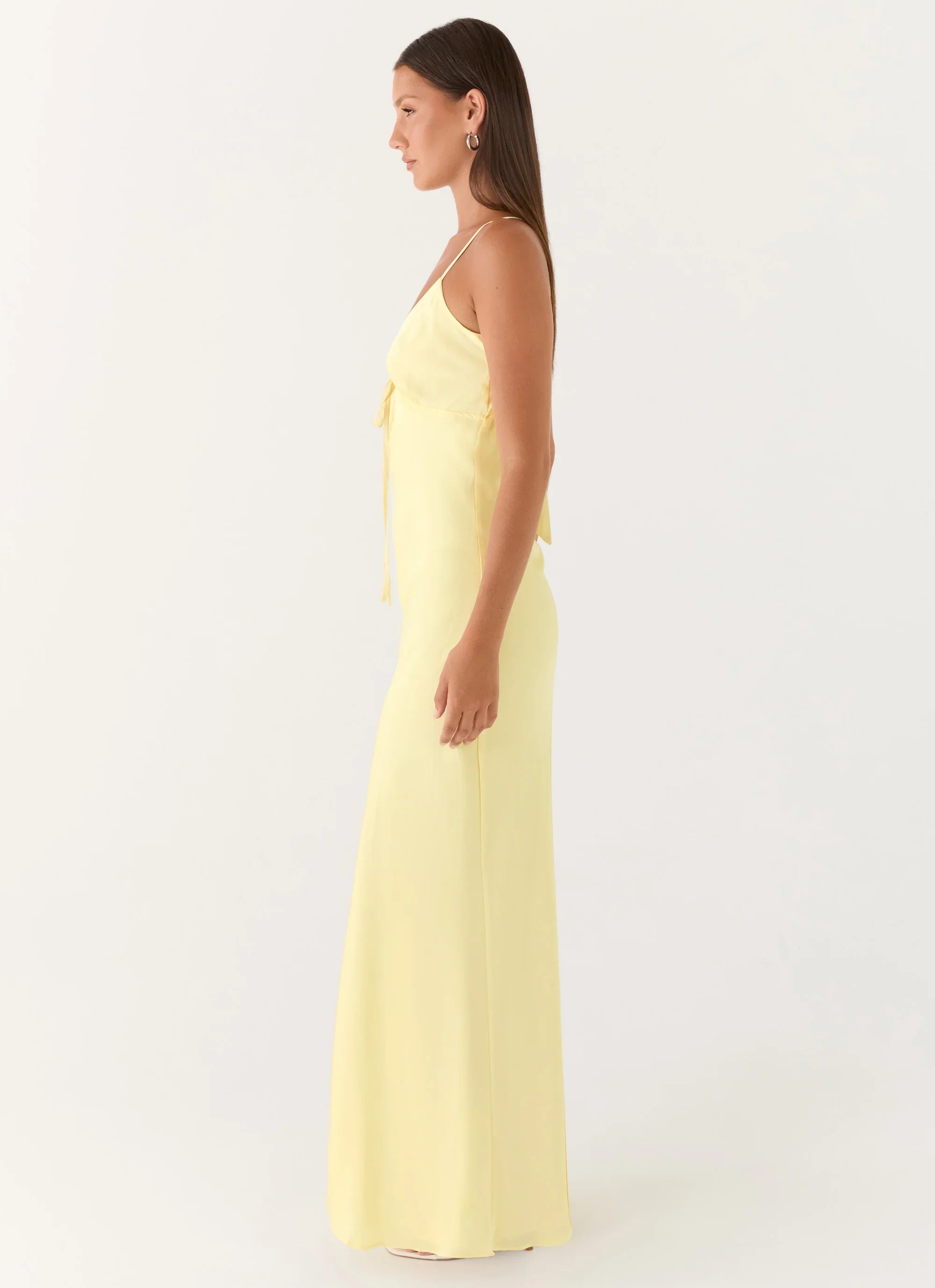 Flora Satin Maxi Dress Lemon