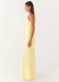 Flora Satin Maxi Dress Lemon