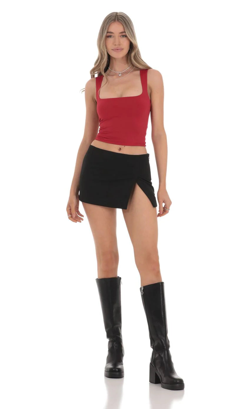 Scoop Neck Tank Top in Red