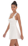 Ruffle Strap A line Dress in White