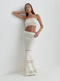 Cream Knitted Maxi Skirt