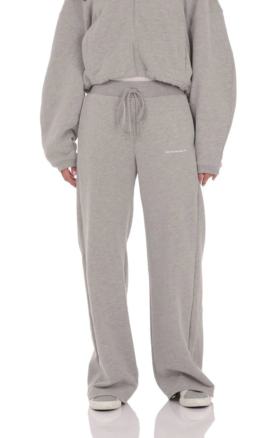 Fleece Straight Sweatpants in Grey