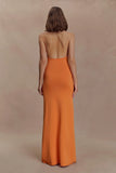 Elma Halter Knit Maxi Dress Orange