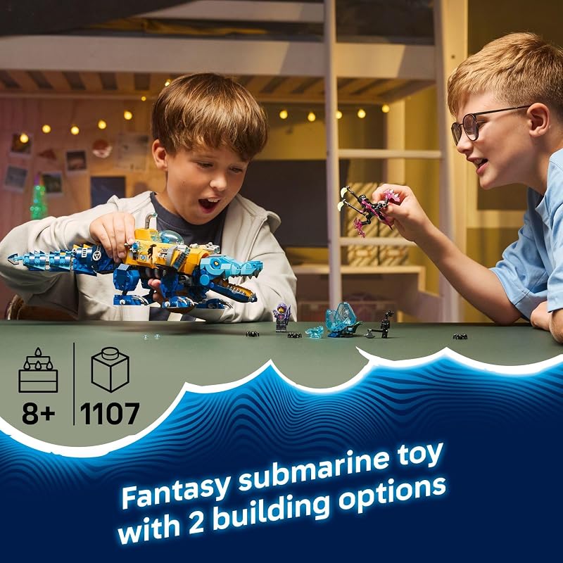 LEGO DREAMZzz Crocodile Submarine Building Toy for Boys Girls Pretend Play Set for Kids Ages 8 W 2 Build Options Includes 3 Minifigures Treasure Creature Gift Idea for Birthdays 71512