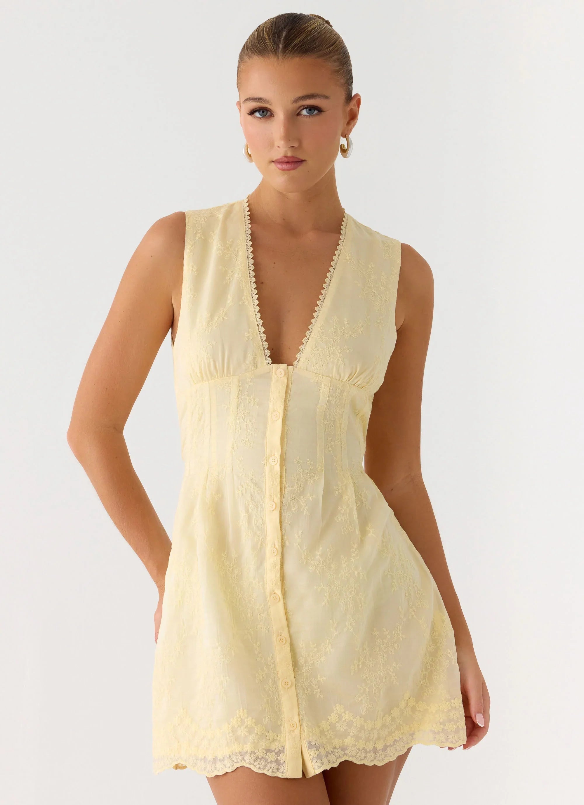 Burning Bright Mini Dress Butter Yellow