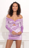Off Shoulder Velvet Dress in Lavender