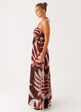 Ramona Linen Maxi Dress Cinnamon Palm