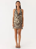 Varindra Cowl Mini Dress Zebra