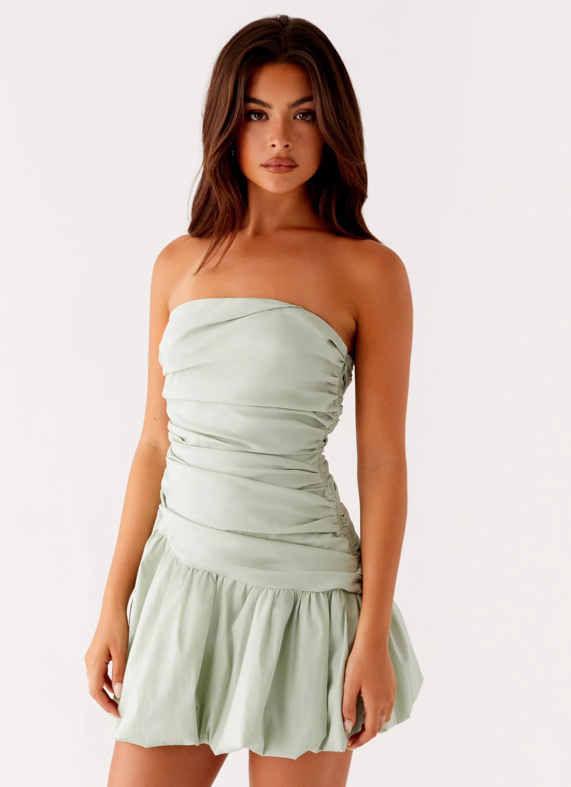 Floria Bubble Mini Dress Sage
