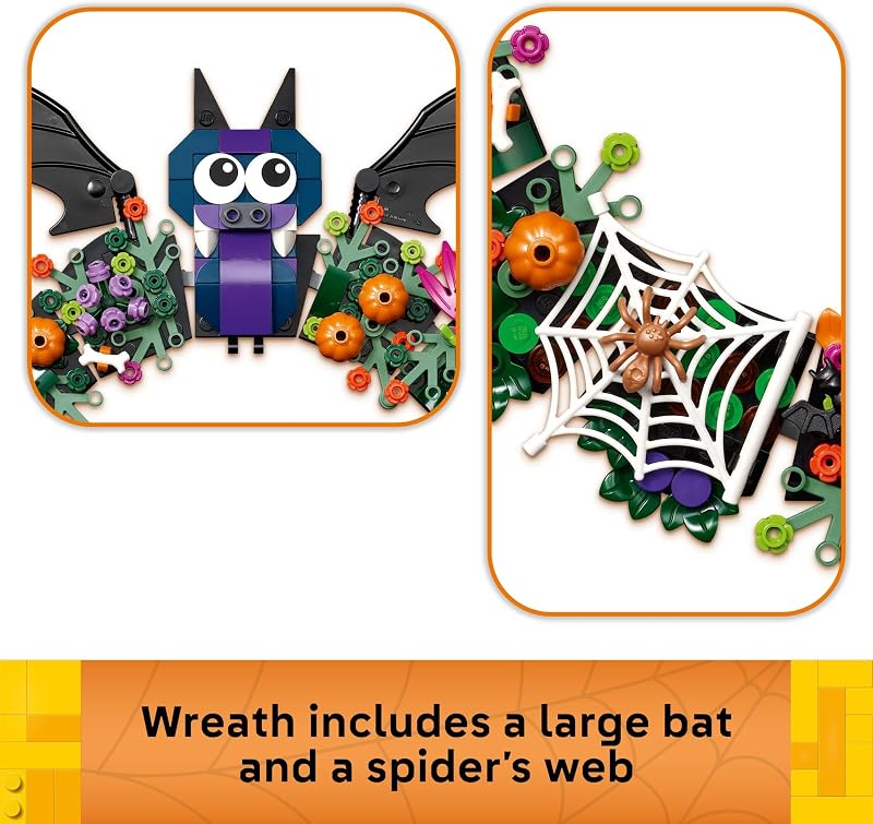 LEGO Halloween Wreath 40825 Building Toys for Boys Girls Ages 12 Halloween Decor Craft W String to Hang 617 pieces Gift for Kids
