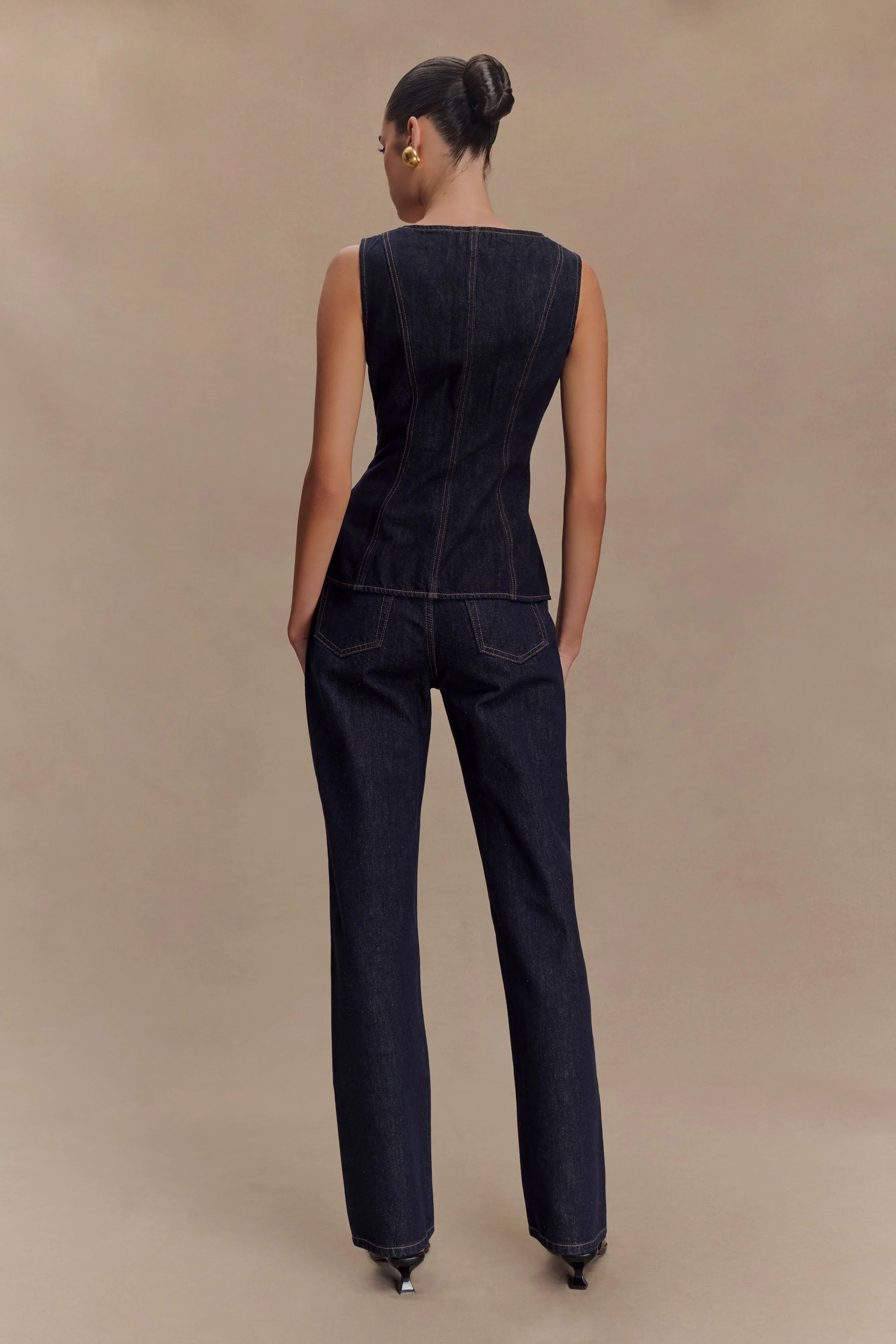Janine High Waisted Straight Leg Jeans Washed Indigo Blue