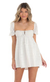 Sequin Puff Sleeve Baby Doll Dress in White