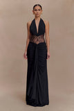 Bonnie Slinky And Lace Maxi Dress Black
