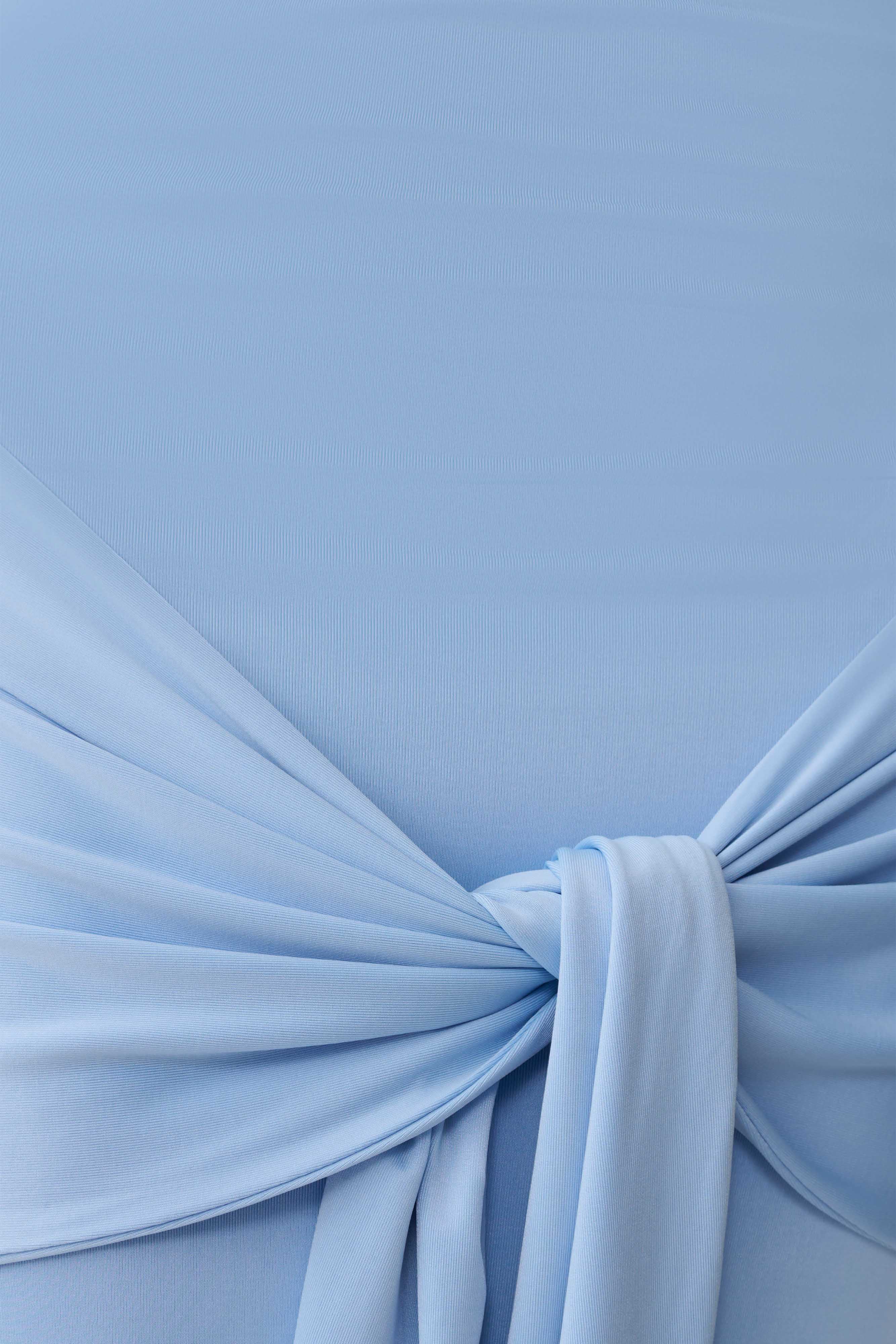 Maiara Shortsleeve Slinky Tie Maxi Dress Sea Blue