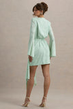 Doreen Mint Long Sleeve Wrap Mini Dress