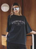 Grey Acid Wash Courchevel Slogan Print T Shirt