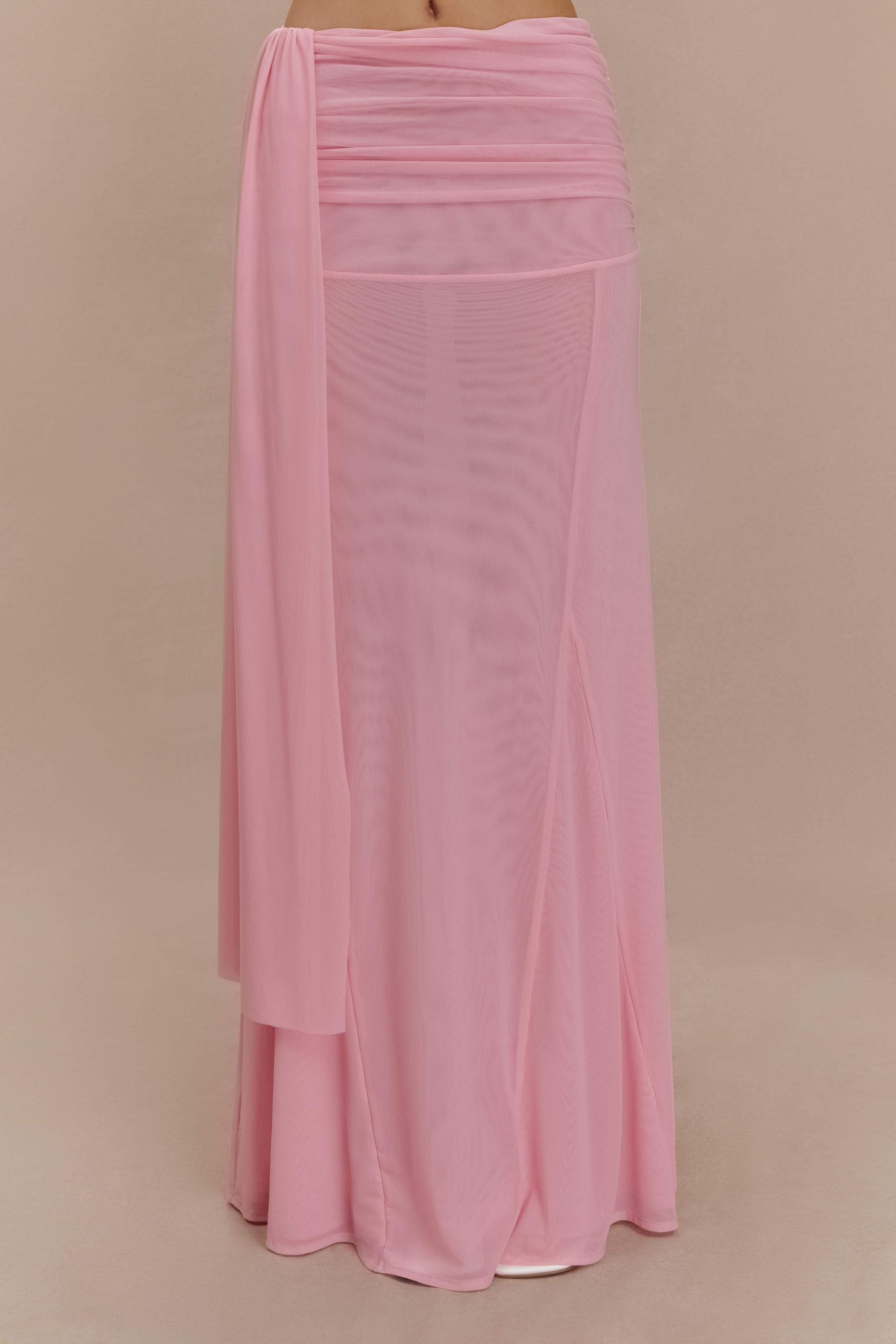 Arna Mesh Maxi Skirt Candy Pink