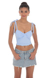 Shoulder Ties Twist Top in Blue