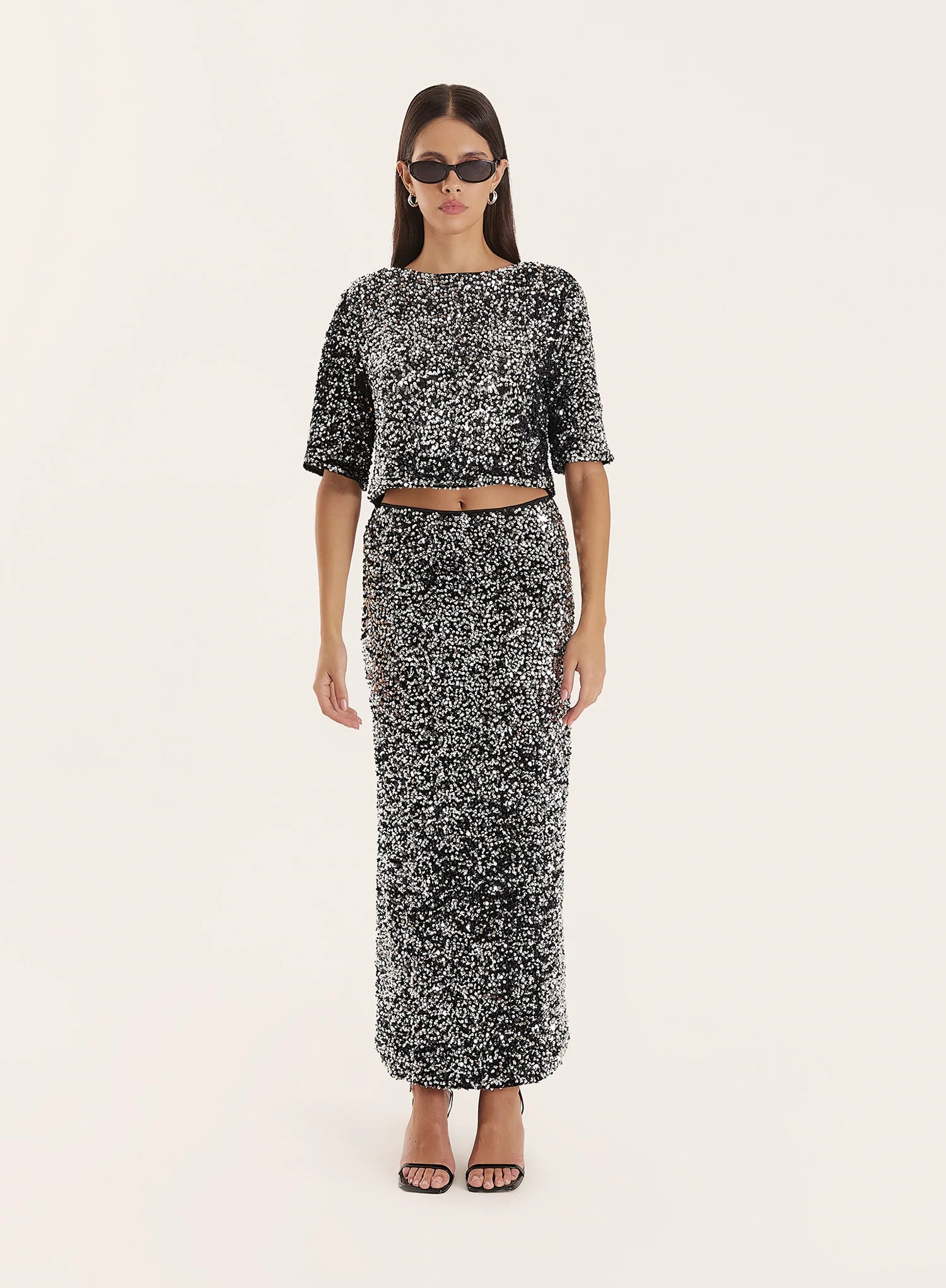 Black Sequin Maxi Skirt