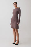 Cresida Knit Long Sleeve Mini Dress With Hardware Peppercorn