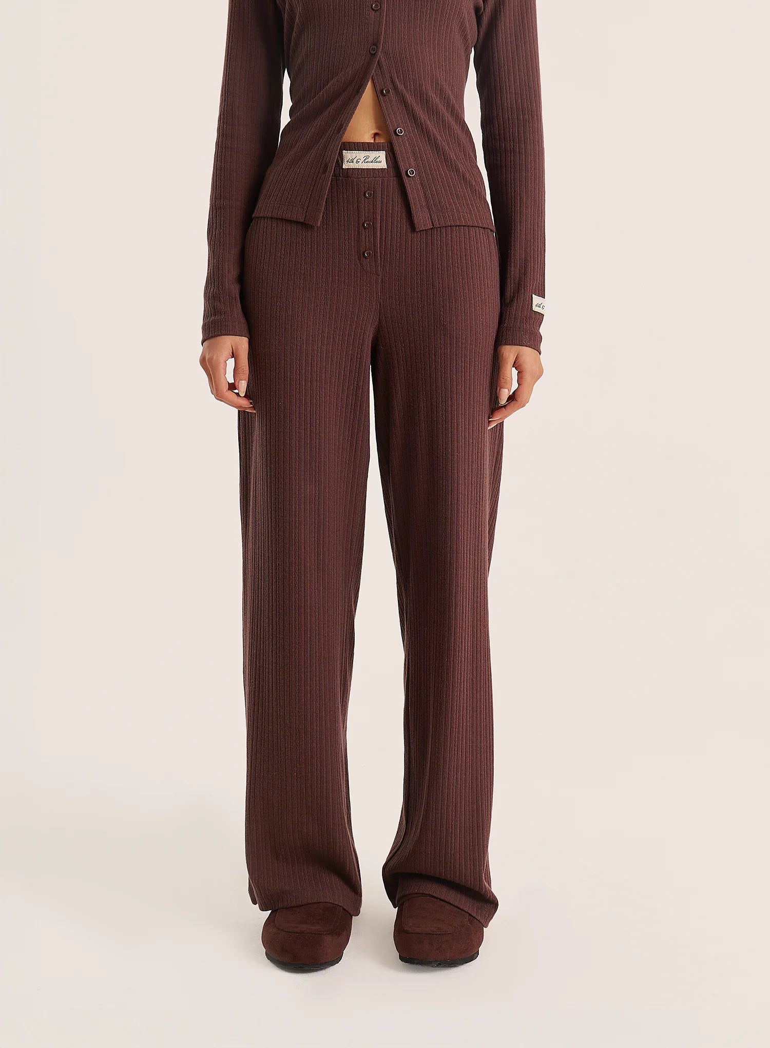 Chocolate Logo Waistband Pointelle Trousers