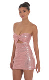 Sequin Strapless Cutout Dress in Rose