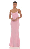 Lace Open Back Maxi Dress in Pink