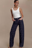 Alima Mid Rise Stud Denim Jeans Washed Indigo Blue