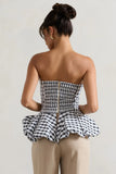 Roll With It Black White Gingham Bandeau Ruffle Top