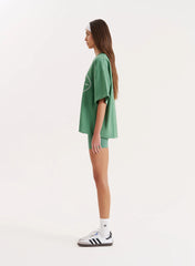 Green Coffee Club Slogan Oversized T shirt