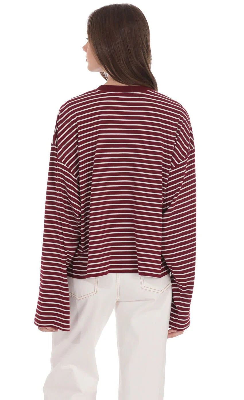 Oversized Striped Shirt in Red and White