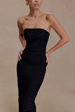 Jianna Strapless Mesh Maxi Dress Black