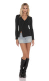 Knit Asymmetrical Cardigan in Black