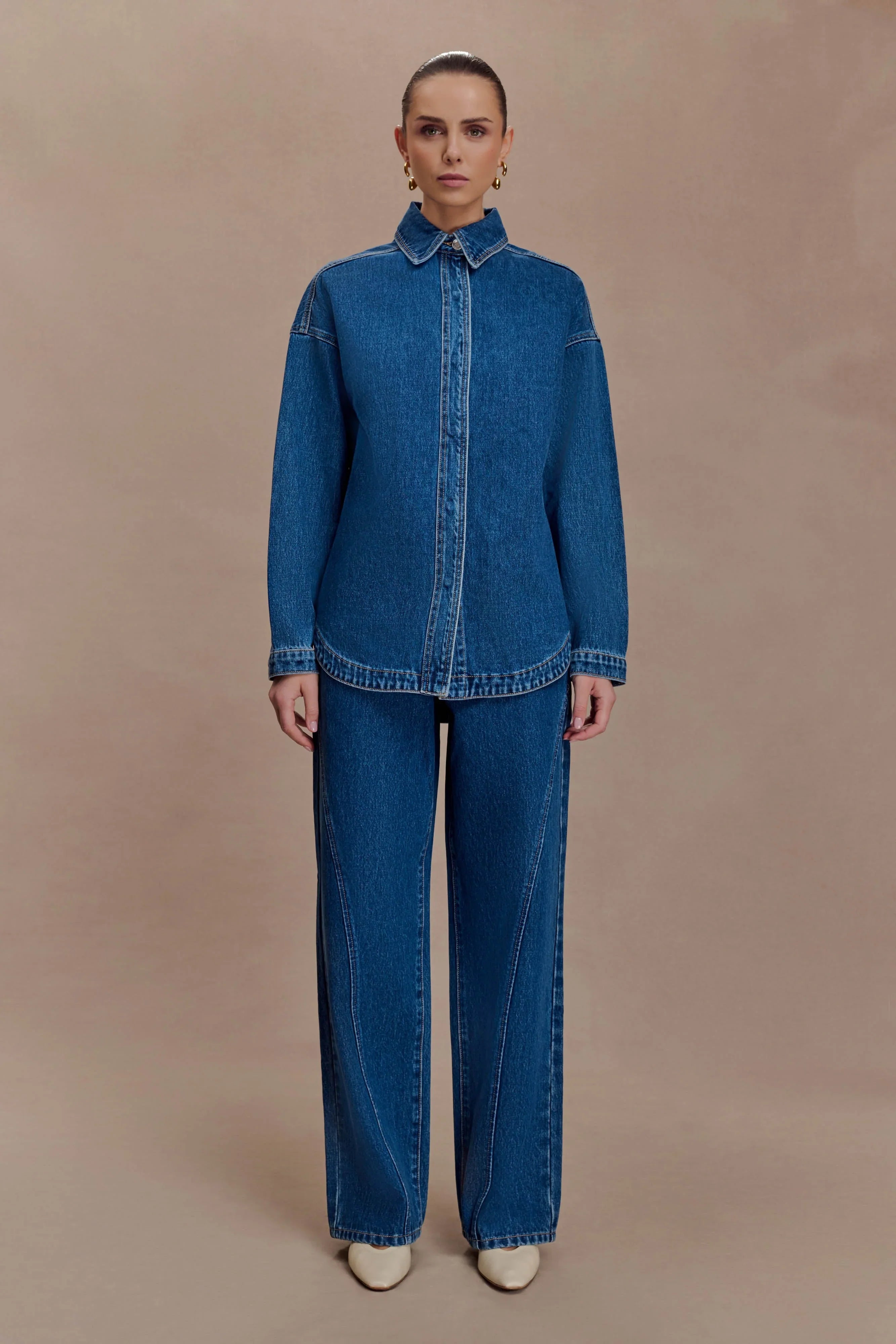 Lioda Oversized Denim Shirt Dark Blue