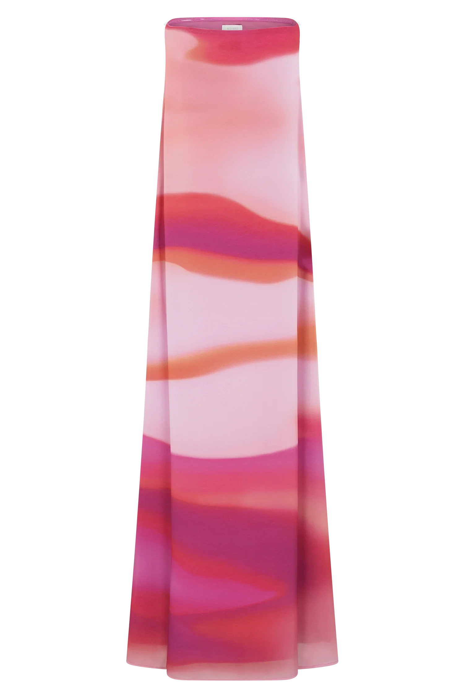 Amaya Strapless Chiffon Maxi Dress Pink Sunset Print