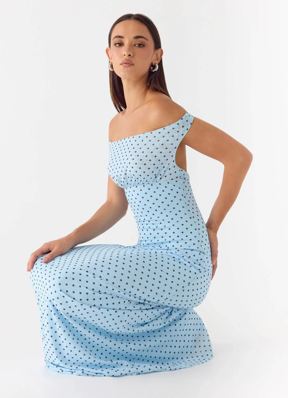 Like Me Now Maxi Dress Blue Mocha Dot