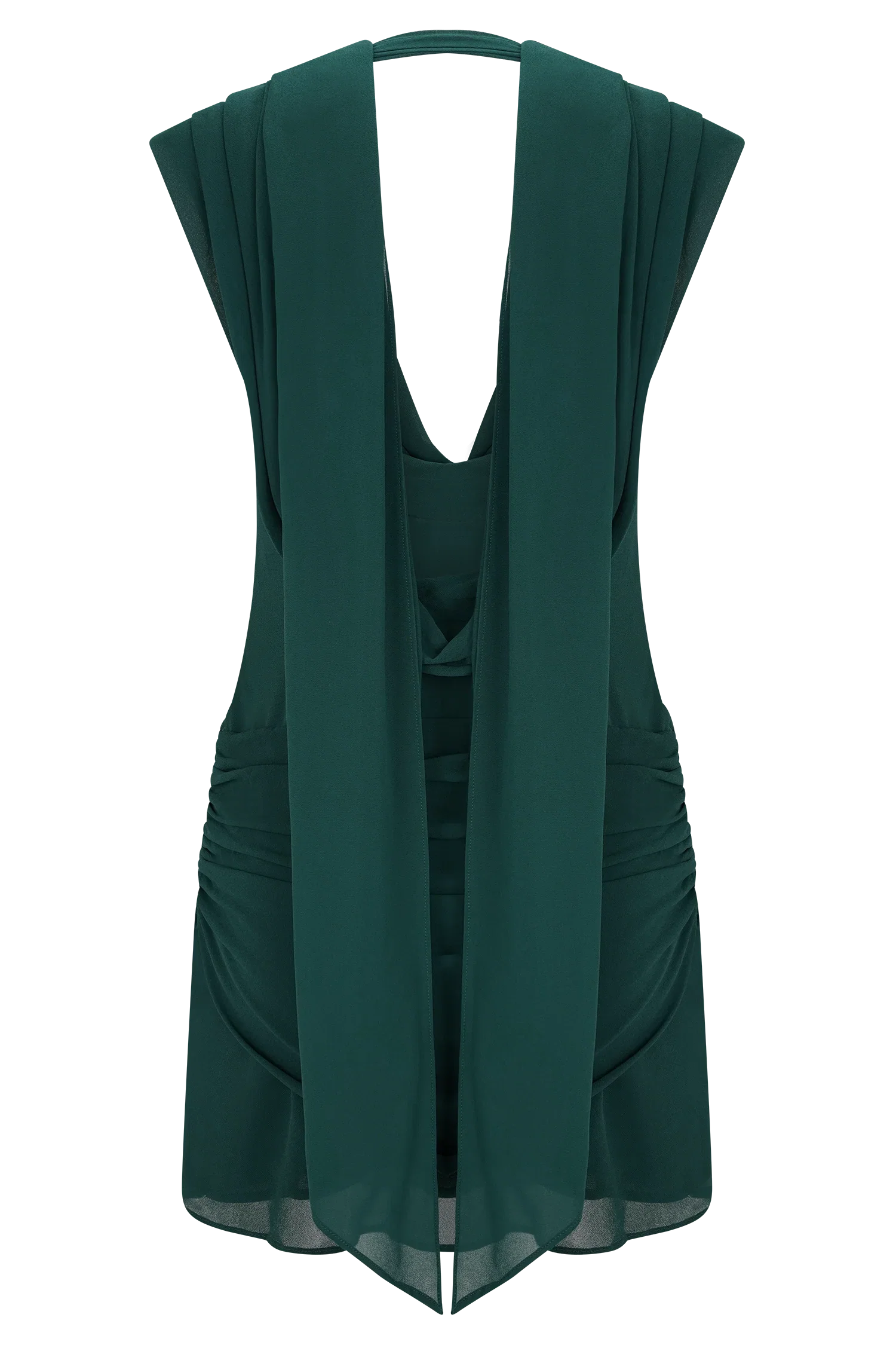 Giulia Chiffon Draped Mini Dress Dark Emerald