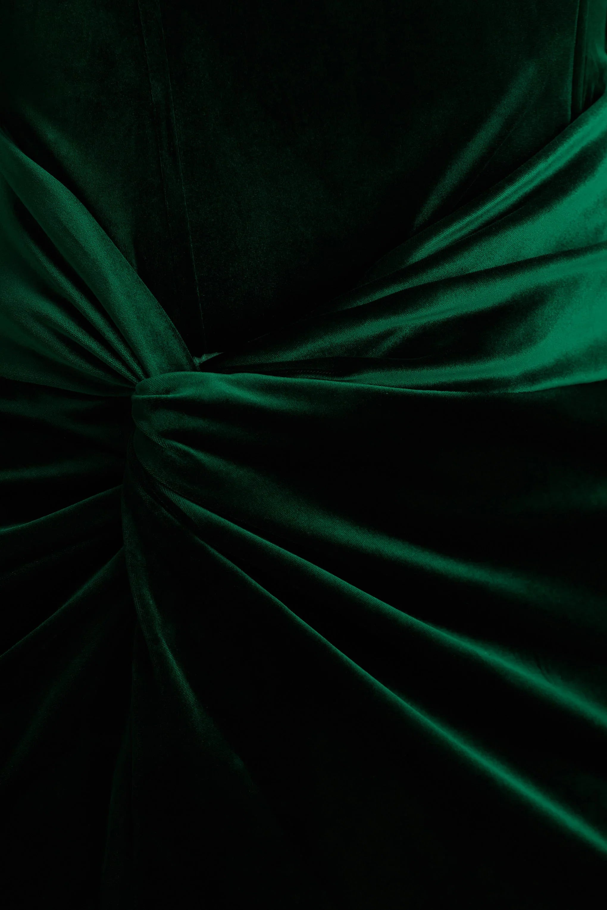 Fay Bottle Green Velvet Corset Style Knot Maxi Dress