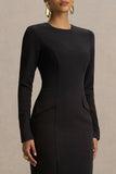 Vaila Black Crew Neck Maxi Dress