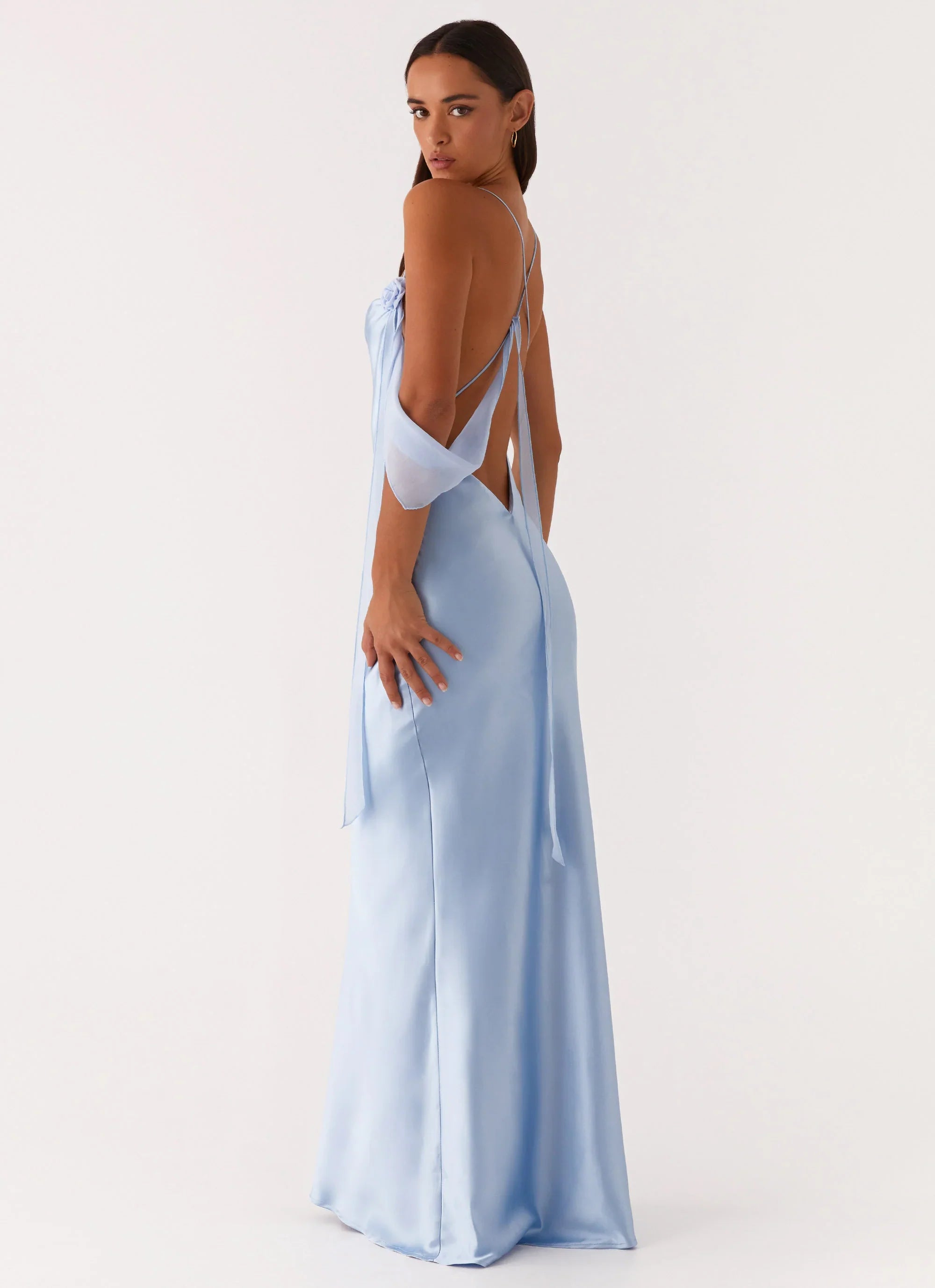 Too Sweet Satin Maxi Dress Blue