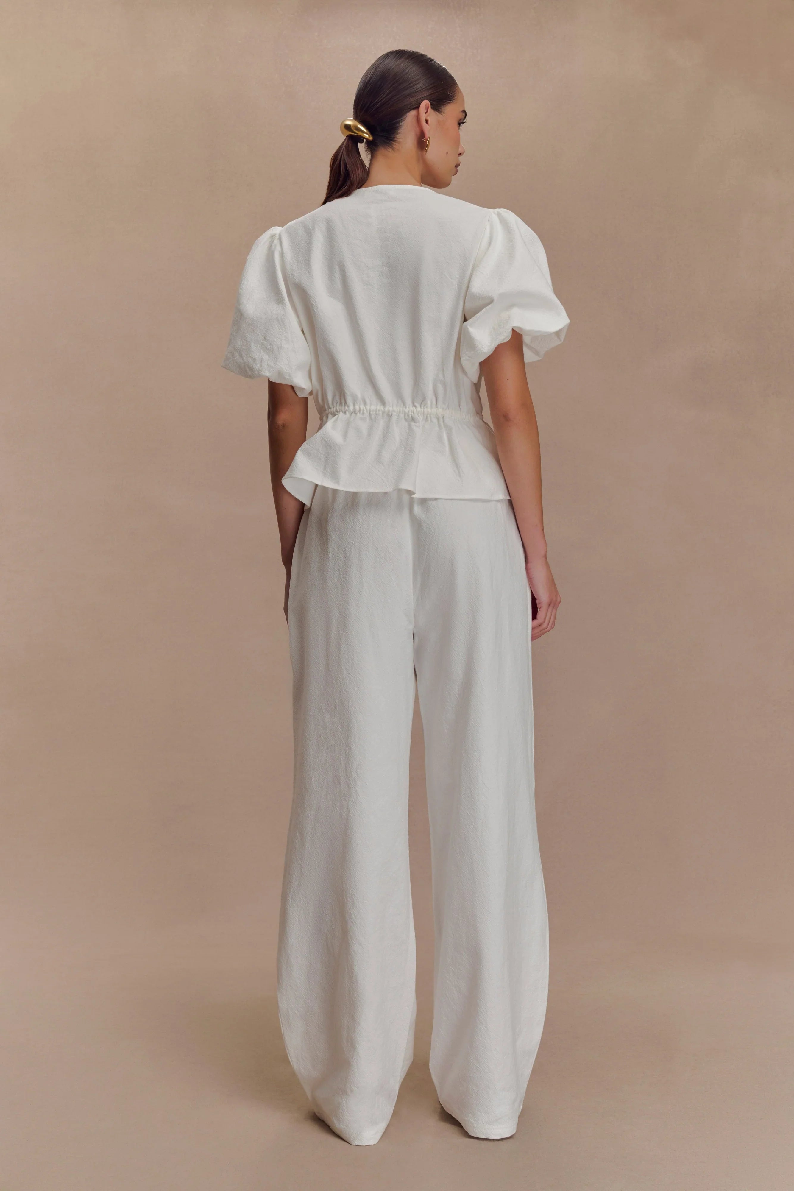 Emilie Puff Sleeve Cotton Top White